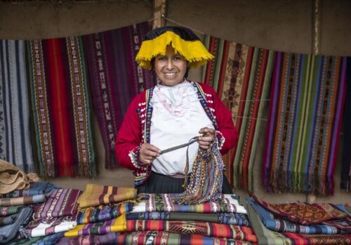Peru Sacred Valley Pampallacta Parque de la Papa Women's Weaving Woman Profile